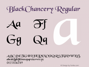 BlackChancery Regular Macromedia Fontographer 4.1.3 09.01.1999 Font Sample