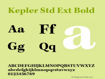 Kepler Std Ext Bold Version 2.020;PS 2.000;hotconv 1.0.51;makeotf.lib2.0.18671 Font Sample