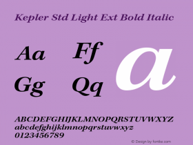 Kepler Std Light Ext Bold Italic Version 1.009;PS 001.000;Core 1.0.38;makeotf.lib1.6.5960图片样张