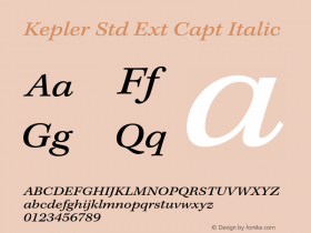 Kepler Std Ext Capt Italic Version 1.009;PS 001.000;Core 1.0.38;makeotf.lib1.6.5960 Font Sample