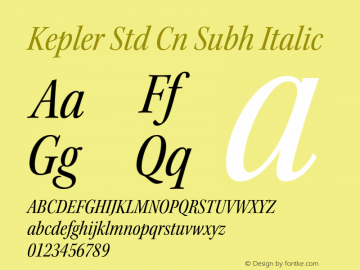 Kepler Std Cn Subh Italic Version 2.020;PS 2.000;hotconv 1.0.51;makeotf.lib2.0.18671图片样张