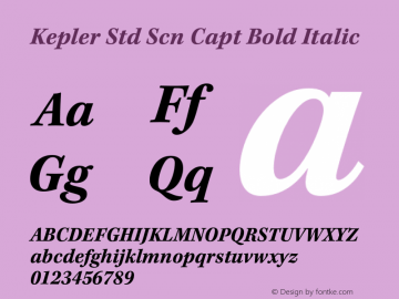 Kepler Std Scn Capt Bold Italic Version 1.009;PS 001.000;Core 1.0.38;makeotf.lib1.6.5960图片样张