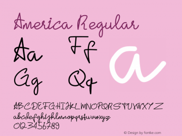 America Version 1.00;June 9, 2020;FontCreator 12.0.0.2565 64-bit图片样张