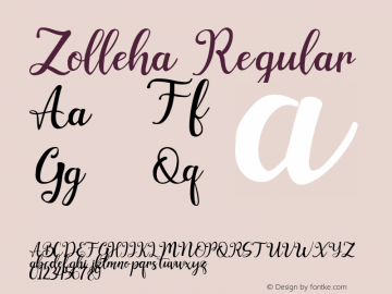 Zolleha Version 1.00;September 22, 2020;FontCreator 11.5.0.2427 32-bit图片样张