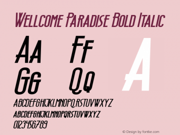 Wellcome Paradise Bold Italic Version 1.00;October 24, 2020;FontCreator 13.0.0.2683 64-bit图片样张