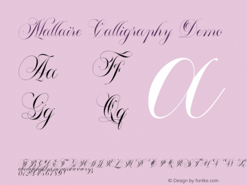 Mallaire-CalligraphyDemo Version 1.00;June 29, 2021;FontCreator 13.0.0.2681 64-bit图片样张