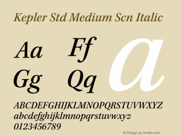 Kepler Std Medium Scn Italic Version 2.020;PS 2.000;hotconv 1.0.51;makeotf.lib2.0.18671图片样张