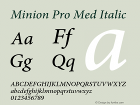 Minion Pro Med Italic Version 2.068;PS 2.000;hotconv 1.0.57;makeotf.lib2.0.21895图片样张