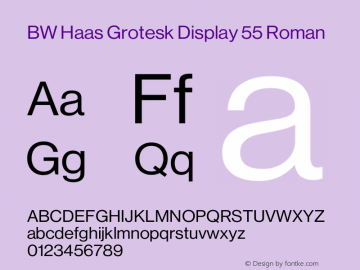 BW Haas Grotesk Display 55 Roman Version 001.001 2010图片样张