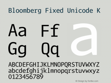 Bloomberg Fixed Unicode K Version 3.02 2013-07-18 K图片样张