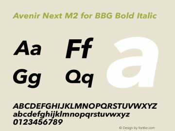 Avenir Next M2 for BBG Bold Italic Version 1.10图片样张