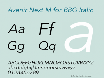 Avenir Next M for BBG Italic Version 1.01图片样张