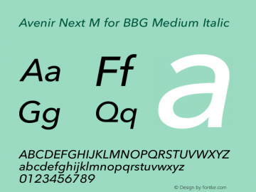 Avenir Next M for BBG Medium Italic Version 1.01图片样张