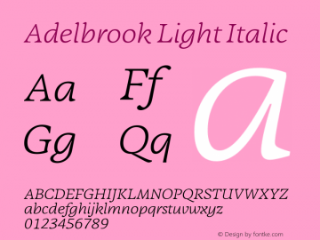 Adelbrook Light Italic Version 1.000图片样张