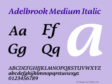 Adelbrook Medium Italic Version 1.000图片样张