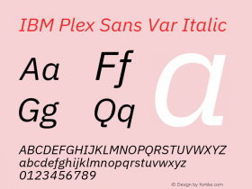 IBM Plex Sans Var Italic Version 1.000 2019图片样张