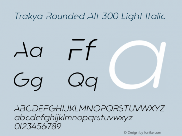 Trakya Rounded Alt 300 Light Italic Version 1.000 | web-TT图片样张