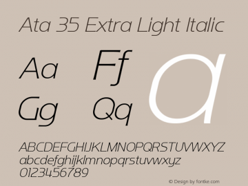 Ata 35 Extra Light Italic Version 1.001 | web-TT图片样张