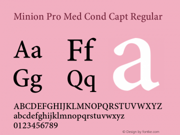 Minion Pro Med Cond Capt Regular Version 1.021;PS 001.001;Core 1.0.35;makeotf.lib1.5.4492 Font Sample