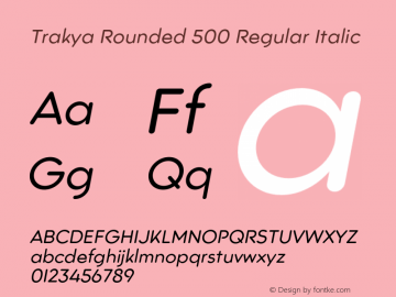 Trakya Rounded 500 Regular Italic Version 1.000 | web-OT图片样张