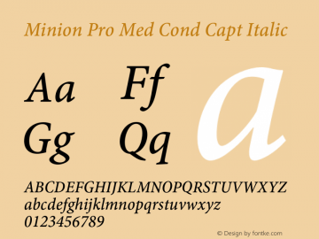 Minion Pro Med Cond Capt Italic Version 2.030;PS 2.000;hotconv 1.0.51;makeotf.lib2.0.18671 Font Sample