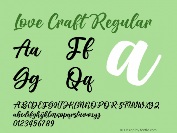 Love Craft Version 1.00;July 27, 2021;FontCreator 12.0.0.2547 64-bit图片样张