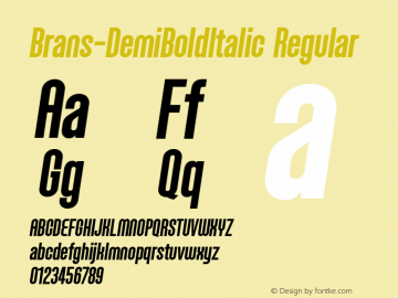 Brans W05 DemiBold Italic Version 1.001图片样张