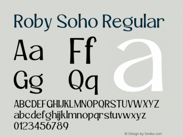 Roby Soho Regular Version 1.000;hotconv 1.0.109;makeotfexe 2.5.65596图片样张