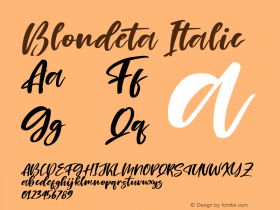 Blondeta Italic Version 1.00;July 23, 2021;FontCreator 13.0.0.2683 64-bit图片样张