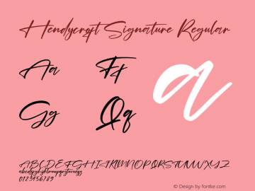 Hendycroft Signature Version 1.00;July 26, 2021;FontCreator 13.0.0.2683 64-bit图片样张