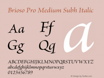 Brioso Pro Medium Subh Italic Version 2.040;PS 002.000;hotconv 1.0.51;makeotf.lib2.0.18671图片样张