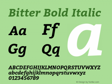 Bitter Bold Italic Version 1.300;PS 001.300;hotconv 1.0.70;makeotf.lib2.5.58329 DEVELOPMENT图片样张