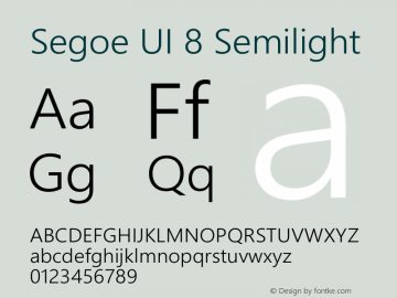 Segoe UI Semilight 8 Version 5.33图片样张