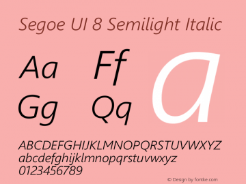 Segoe UI Semilight Italic 8 Version 5.26图片样张