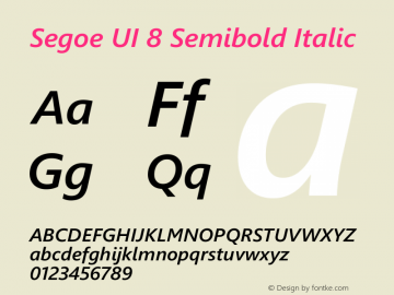 Segoe UI Semibold Italic 8 Version 5.26图片样张