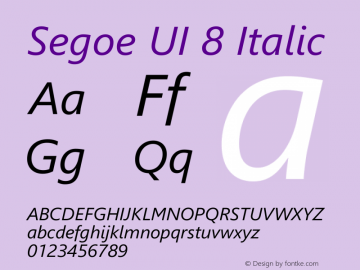 Segoe UI Italic 8 Version 5.26图片样张