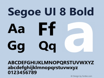 Segoe UI Bold 8 Version 5.32图片样张