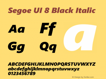 Segoe UI Black Italic 8 Version 2.00图片样张