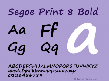Segoe Print Bold 8 Version 5.02图片样张