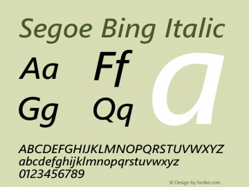 Segoe Bing Italic Version 1.02图片样张