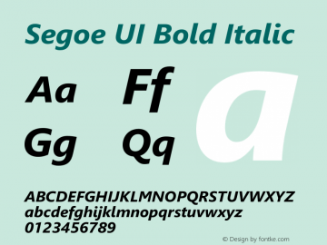 Segoe UI Bold Italic Version 5.22图片样张