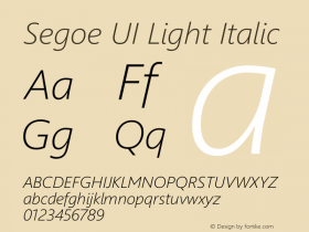 Segoe UI Light Italic Version 5.22图片样张