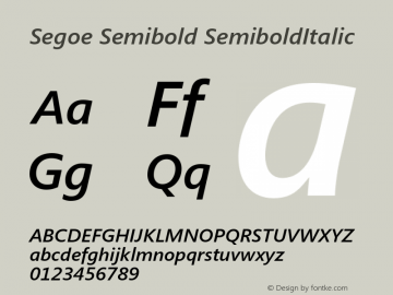 Segoe Semibold Italic Version 001.000图片样张