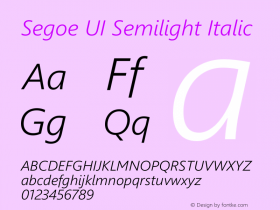 Segoe UI Semilight Italic Version 5.23图片样张