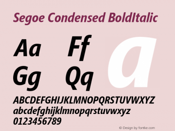 Segoe Condensed Bold Italic Version 001.000图片样张