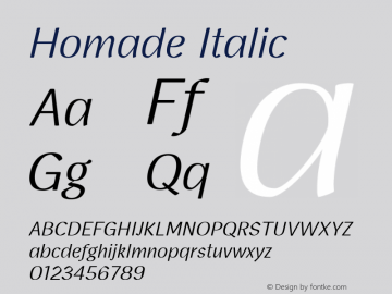 Homade Regular Italic Version 1.000图片样张