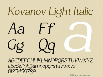 Kovanov-LightItalic Version 1.000图片样张