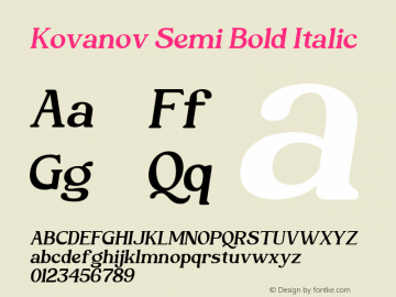 Kovanov Semi Bold Italic Version 1.000图片样张