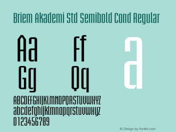 Briem Akademi Std Semibold Cond Regular Version 2.020;PS 002.000;hotconv 1.0.50;makeotf.lib2.0.16970 Font Sample