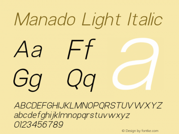 Manado Light Italic Version 1.00;July 16, 2021图片样张